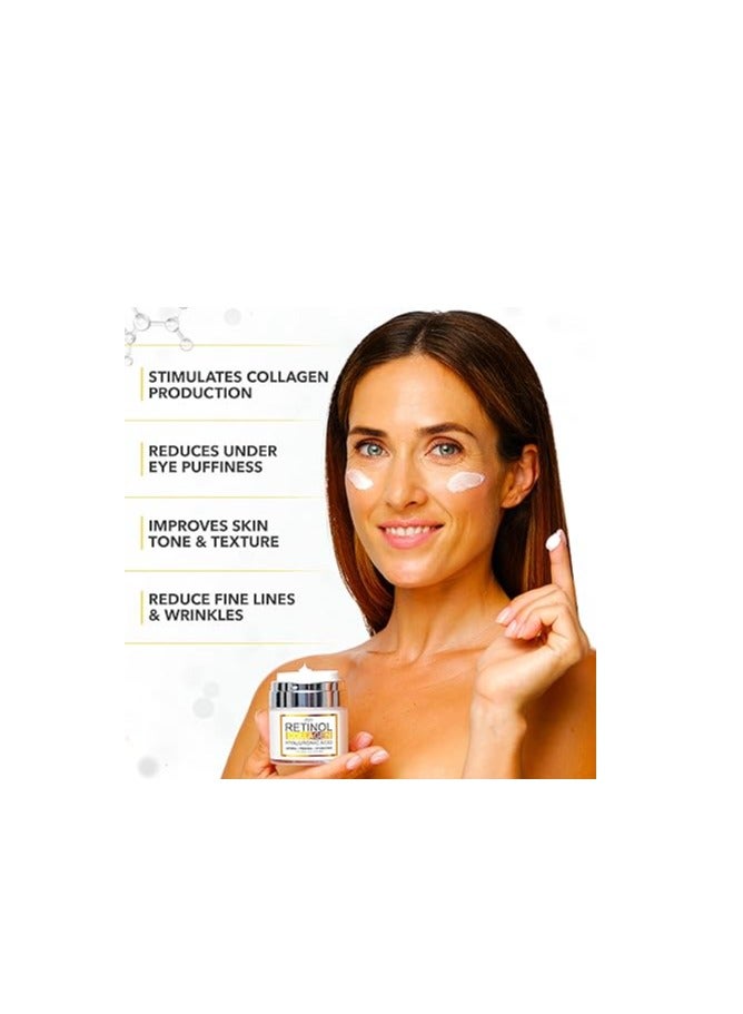Arvesa Retinol Cream for Face - Facial Moisturizer with Collagen and Hyaluronic Acid - Hydrating Wrinkle Cream for Women and Men - Anti-Aging Day and Night Moisturizer For All Skin Types - Made in USA