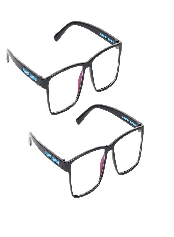 CRIBA Pack of 2 Reading Glass with Power +1 +1.25 +1.5 +1.75 +2 +2.25 +2.5 +2.75 +3 For Men and Women | Lightweight Rectangular Plastic Frame | Single Vision Power Specs|Unbreakable - PP01 (+1.75) - Image 1