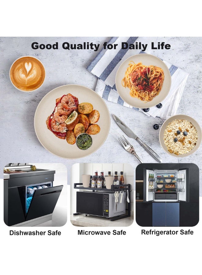 Peachjoy Unbreakable Beige Dinnerware Set - Reusable Plastic Tableware for 8 - Includes Plates, Bowls, Cups - Microwave & Dishwasher Safe - Perfect for Home, Camping & Picnics - Image 3