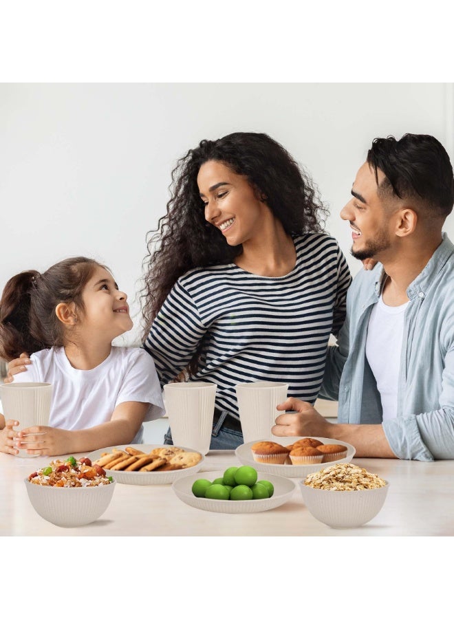 Peachjoy Unbreakable Beige Dinnerware Set - Reusable Plastic Tableware for 8 - Includes Plates, Bowls, Cups - Microwave & Dishwasher Safe - Perfect for Home, Camping & Picnics - Image 5