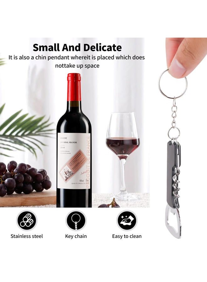 BUWUSMU 28 Pcs Wine Bottle Opener Bulk Beer Bottle Opener with Keychain 3.27" Stainless Steel Corkscrew Wine Opener Waiter Corkscrew Wine Key Opener for Bar Restaurant Beverages Home Party (Black) - Image 3