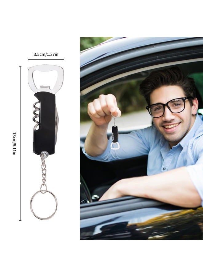 BUWUSMU 28 Pcs Wine Bottle Opener Bulk Beer Bottle Opener with Keychain 3.27" Stainless Steel Corkscrew Wine Opener Waiter Corkscrew Wine Key Opener for Bar Restaurant Beverages Home Party (Black) - Image 5