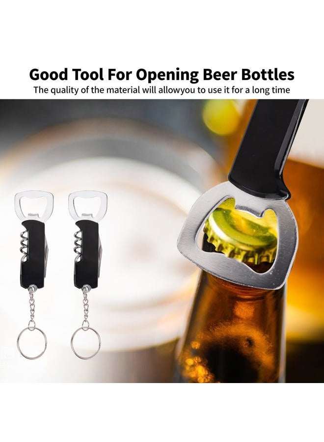 BUWUSMU 28 Pcs Wine Bottle Opener Bulk Beer Bottle Opener with Keychain 3.27" Stainless Steel Corkscrew Wine Opener Waiter Corkscrew Wine Key Opener for Bar Restaurant Beverages Home Party (Black) - Image 4