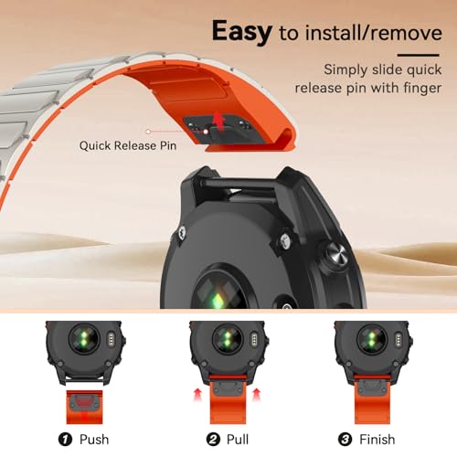 ISABAKE 26mm Strong Magnetic Bands Compatible for Garmin Fenix 8 51mm/Fenix 7X / Fenix 6X / Fenix 5X/Enduro 2, Quick Fit Silicone Wrist Strap for Fenix 8/7/6/5/Forerunner 935/945/Epix Gen 2 - Image 4