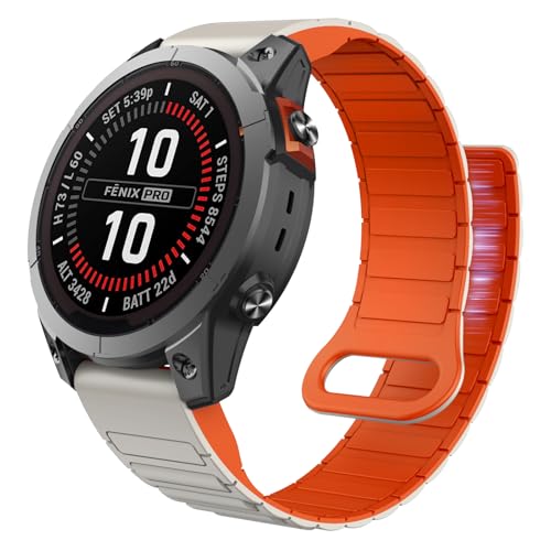 ISABAKE 26mm Strong Magnetic Bands Compatible for Garmin Fenix 8 51mm/Fenix 7X / Fenix 6X / Fenix 5X/Enduro 2, Quick Fit Silicone Wrist Strap for Fenix 8/7/6/5/Forerunner 935/945/Epix Gen 2 - Image 1