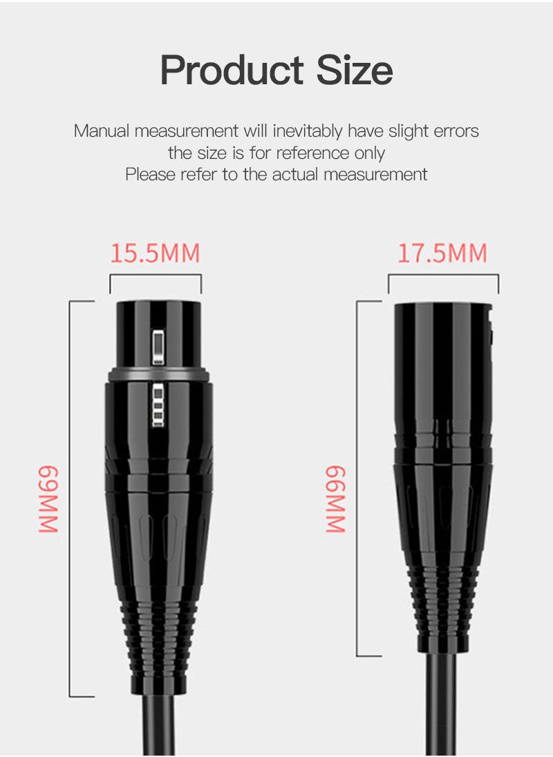 Sharpdo - Sharpdo 3M XLR Audio Cable Male to FeMaleDouble Shield Balanced Professional Microphone Cable For Mixing Console System Black - Image 1