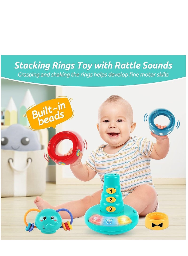 KASTWAVE Music Toys for Babies 6-12 Months Interactive Elephant Music Roly-Poly w/Stacking Ring Rattle Toy Early Educational Sensory Toys for Kids 6-12 Months  - Image 3