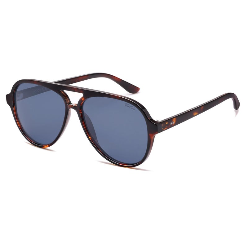 SOJOS Classic Polarized Aviator Sunglasses for Women Men, Retro Trendy Aviators Shades SJ2201, Tortoise/Dark Greyish blue - Image 1