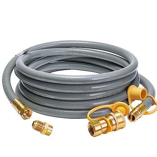 CALPOSE 15 Feet 1/2 inch ID Natural Gas Grill Hose with Quick Connect Fittings, Natural Gas Line for Grill, Pizza Oven, Heater and More Low Pressure Appliance(3/4” OD, NOT 3/8”) - Image 1