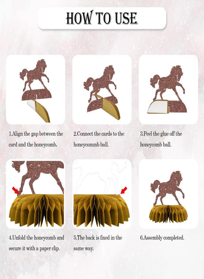 Maicaiffe Horse Honeycomb Centerpieses Decorations - Glitter 8 Pcs Horsing Racing Party Table Toppers Decor - Western Theme - Engagement - Wedding - Derby Party Decoration Supplies - Image 4