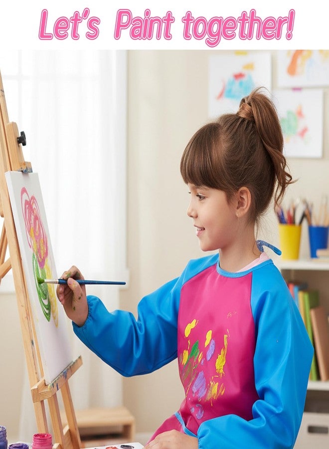 Oqqlin 12 Pcs Kids Art Smocks, Waterproof Toddler Art Smock with Long Sleeve 3 Pockets 4 Colors Children Painting Aprons for Age 5-8 Years - Image 4