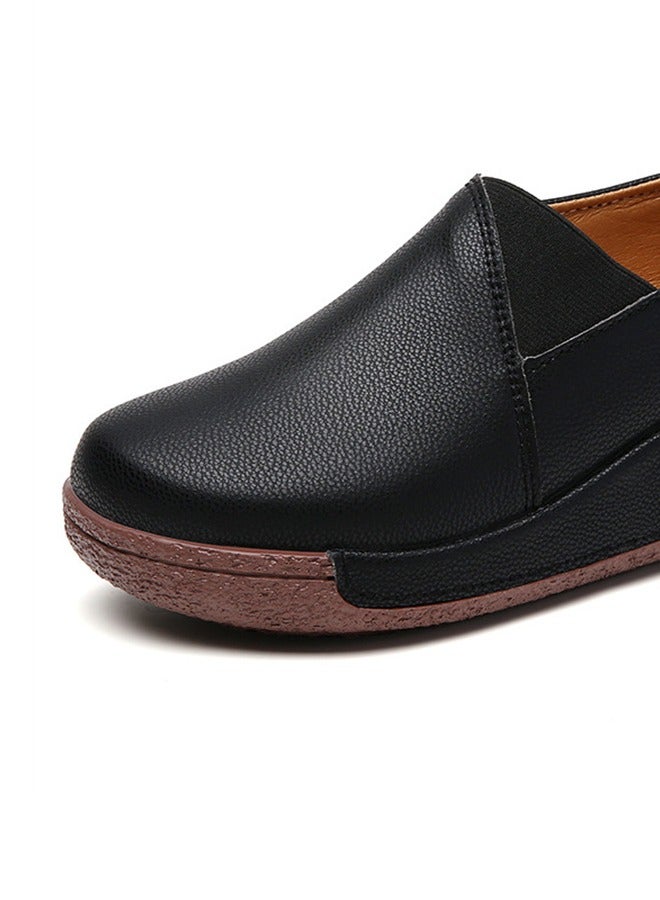 Loquat Fashion Thick Sole High Heels Casual Sports Shoes Black - Image 3