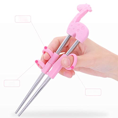 Kawn Stainless Steel 1Pair Children Kids Baby Chopsticks Learning Training A Blue Elephant - Image 5