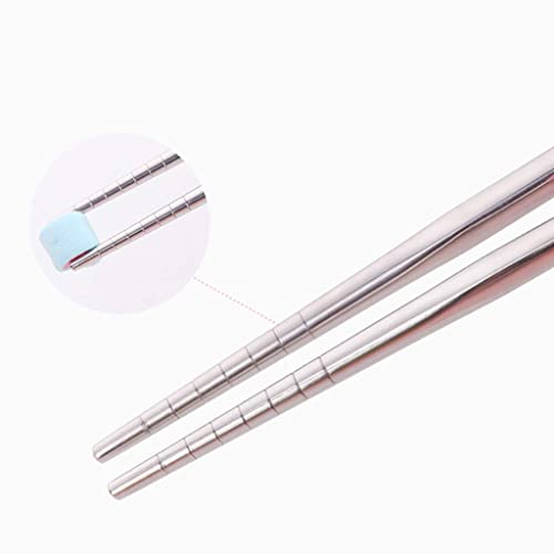 Kawn Stainless Steel 1Pair Children Kids Baby Chopsticks Learning Training A Blue Elephant - Image 4