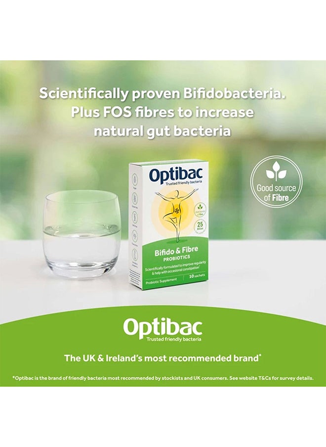 Optibac Probiotics - Bifido And Fibre Vegan Digestive Probiotic Supplement With Fos Fibre To Maintain Regularity And 25 Billion Bacterial Cultures 30 Sachets - Image 1