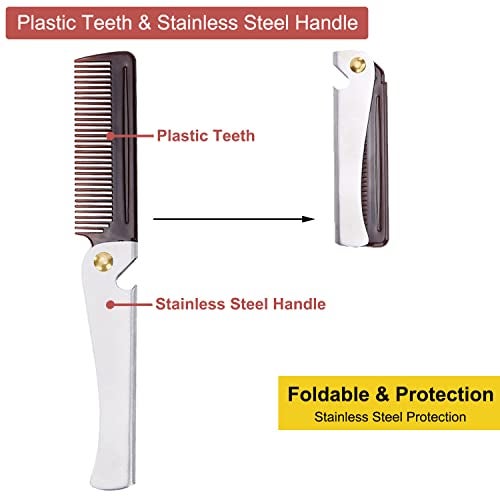 Avenoir Stainless Steel Folding Comb, Pocket Comb for Men and Women, Silver - Image 3