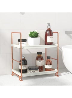 Bathroom Countertop Organizer, 2-tier Bathroom Organizer Counter Organizer and Storage Shelf Vanity Storage Tray Skincare Organizer (Rose Gold)