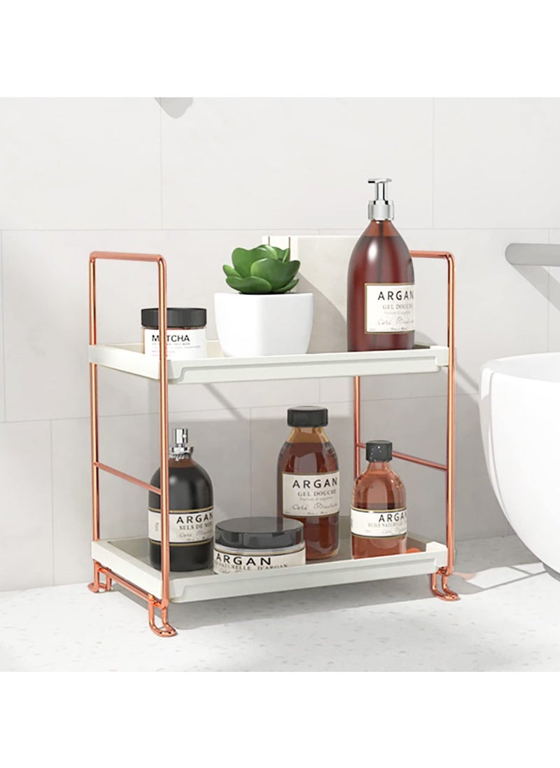 Generic - Bathroom Countertop Organizer, 2-tier Bathroom Organizer Counter Organizer and Storage Shelf Vanity Storage Tray Skincare Organizer (Rose Gold) - Image 1