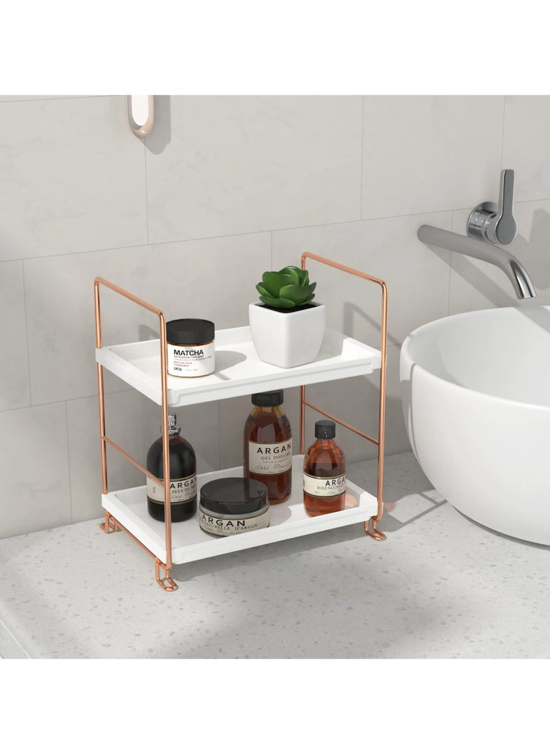 Generic - Bathroom Countertop Organizer, 2-tier Bathroom Organizer Counter Organizer and Storage Shelf Vanity Storage Tray Skincare Organizer (Rose Gold) - Image 1
