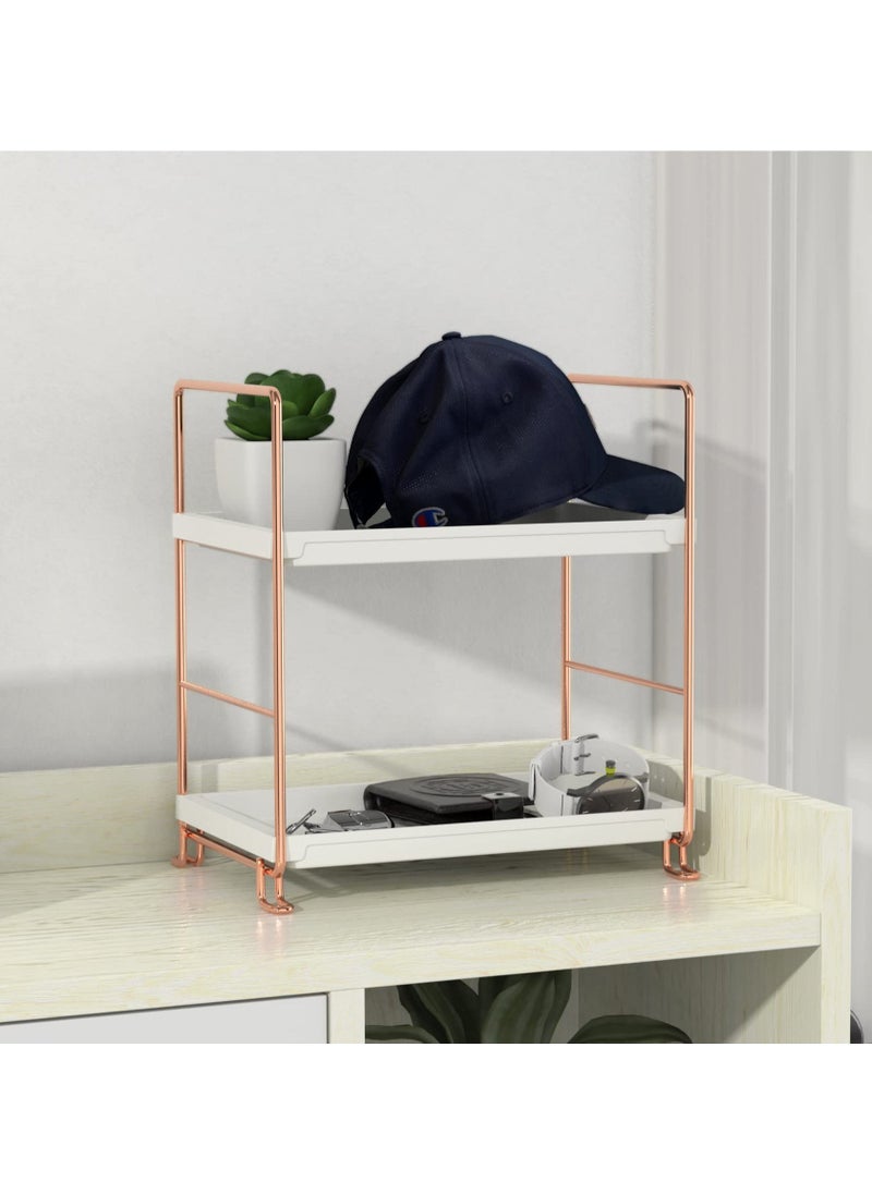 Generic - Bathroom Countertop Organizer, 2-tier Bathroom Organizer Counter Organizer and Storage Shelf Vanity Storage Tray Skincare Organizer (Rose Gold) - Image 1