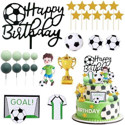 Knana 26Pcs Soccer Cake Toppers Soccer Ball Cake Theme Decorations for Birthday Party Supplies - Image 1