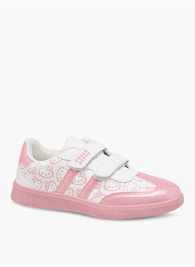 Hello Kitty Girls Printed Sneakers with Hook and Loop Closure  - Image 2