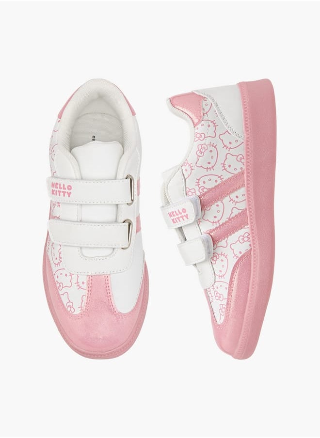 Hello Kitty Girls Printed Sneakers with Hook and Loop Closure  - Image 1