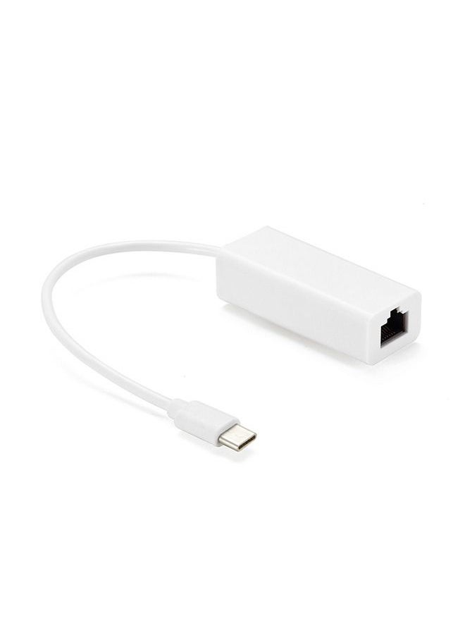 Generic - USB-C Network Cable To Interface, Rj45 Connector, Typec 100 Mbit/s Computer NIC Converter, Type C NIC To 100 Mbit/s Network Cable Converter (White) - Image 1