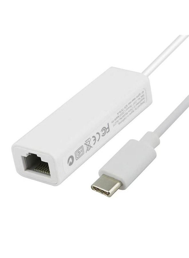 Generic - USB-C Network Cable To Interface, Rj45 Connector, Typec 100 Mbit/s Computer NIC Converter, Type C NIC To 100 Mbit/s Network Cable Converter (White) - Image 1