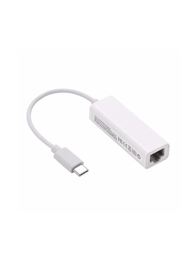 Generic - USB-C Network Cable To Interface, Rj45 Connector, Typec 100 Mbit/s Computer NIC Converter, Type C NIC To 100 Mbit/s Network Cable Converter (White) - Image 1