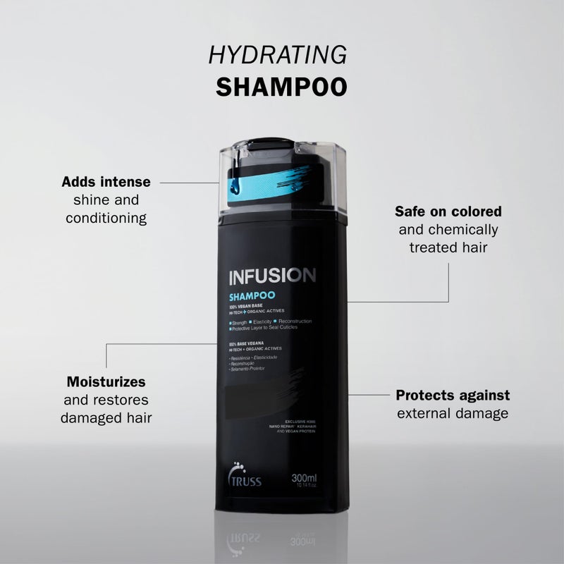 TRUSS Infusion Hair Shampoo - Cleansing Shampoo for Dry Hair Repair, Hydration and Protection - 100% Vegan, Color-Safe Formula with Anti-Aging Benefits (300 ml) - Image 2