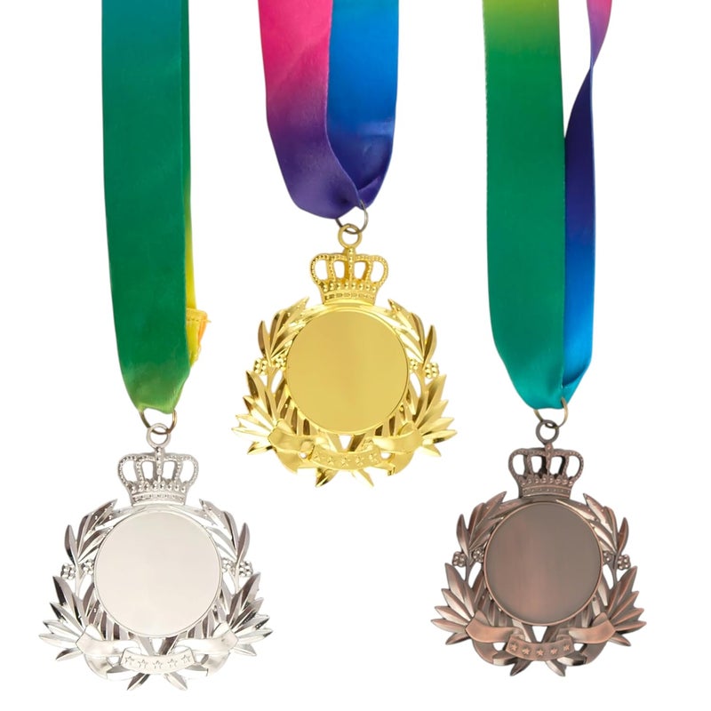 ArtRight Exclusive Medal for Sport & Events Set of 3, Professional Gold, Silver, Bronze Medals with Color Tag & Ribbon, 1st, 2nd, 3rd Winner Medals (7cm Diameter, 70gm) - Image 1