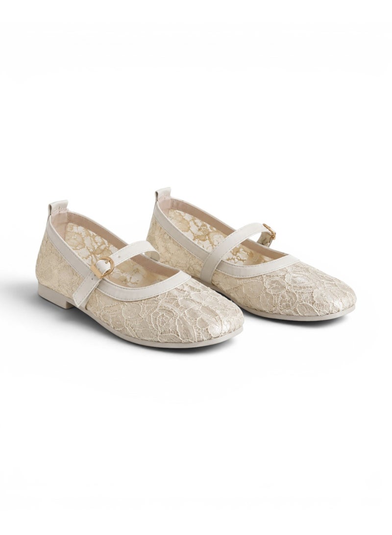LIFESTYLISH Ballerina flat Leather Tulle BF-810 - Beige - Image 1