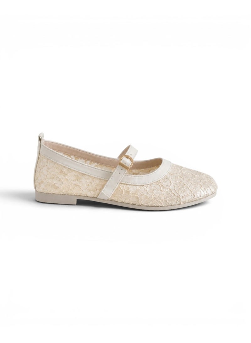 LIFESTYLISH Ballerina flat Leather Tulle BF-810 - Beige - Image 3