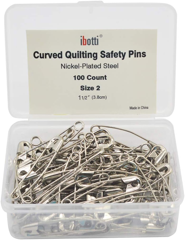 ibotti Curved Safety Pins for Quilting, Basting Pins, Size 2, 100-count - Image 1