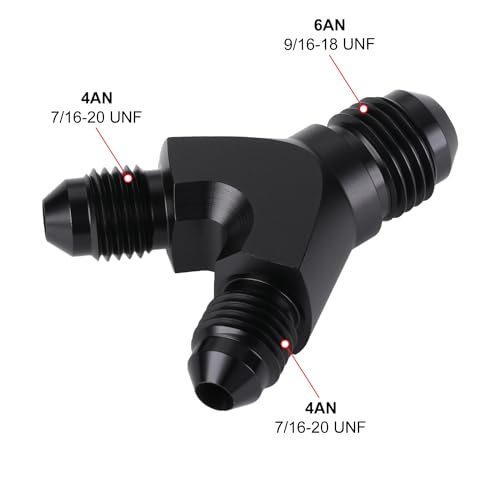 Podavelle 6AN to 4AN 4AN Male Y Block Fitting Splitter Adapter Union Aluminum Black - Image 3