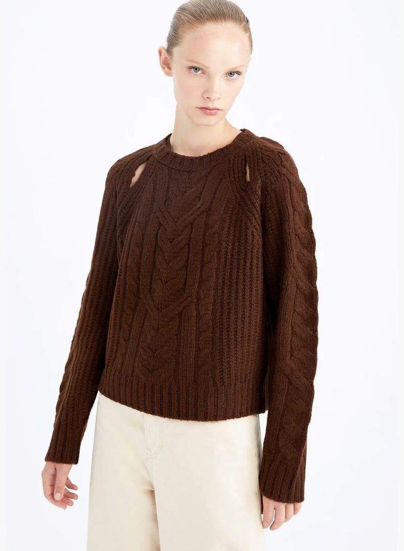 DeFacto Woman Crew Neck Long Sleeve Tricot Pullover