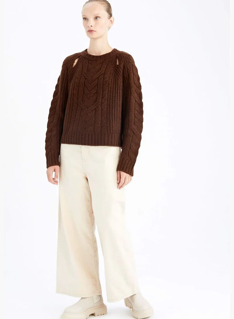 DeFacto Woman Crew Neck Long Sleeve Tricot Pullover