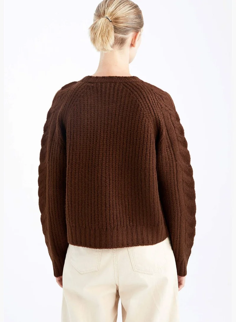 DeFacto Woman Crew Neck Long Sleeve Tricot Pullover
