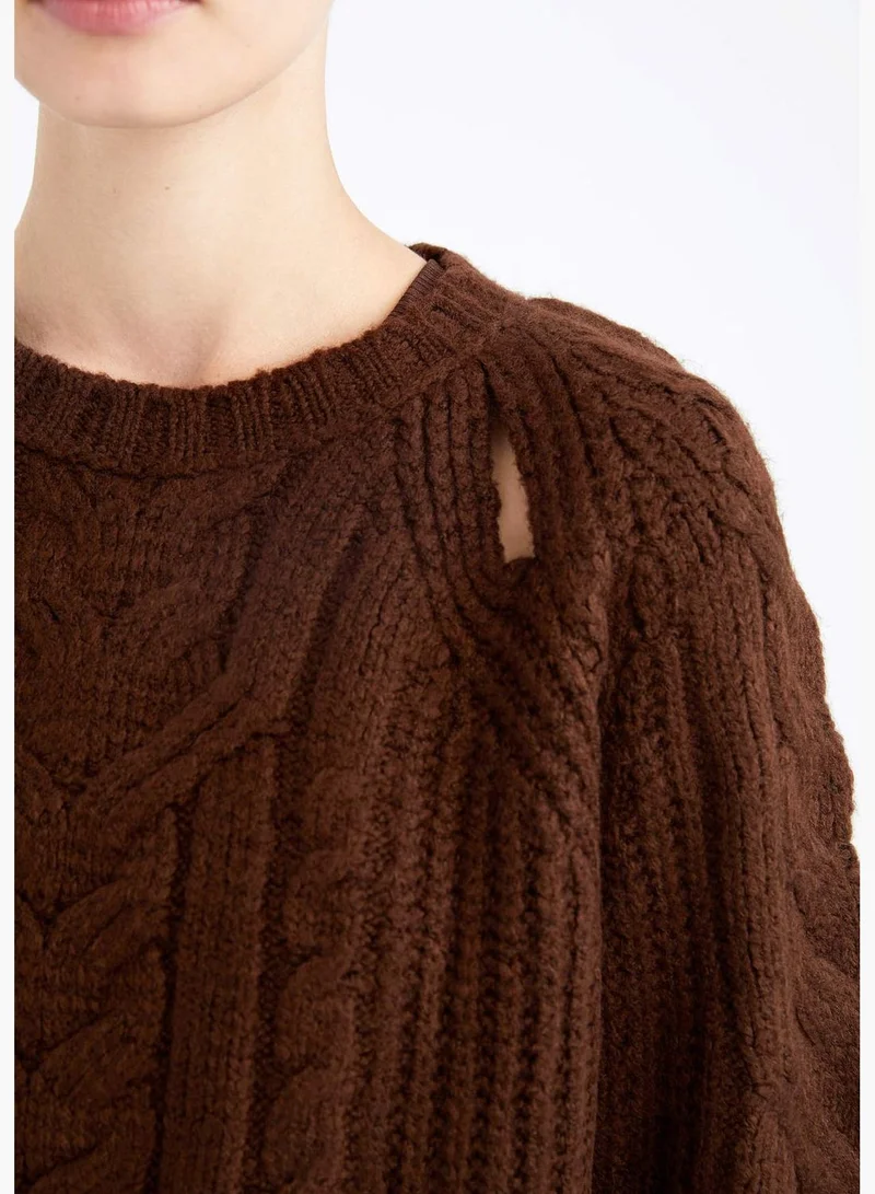 DeFacto Woman Crew Neck Long Sleeve Tricot Pullover