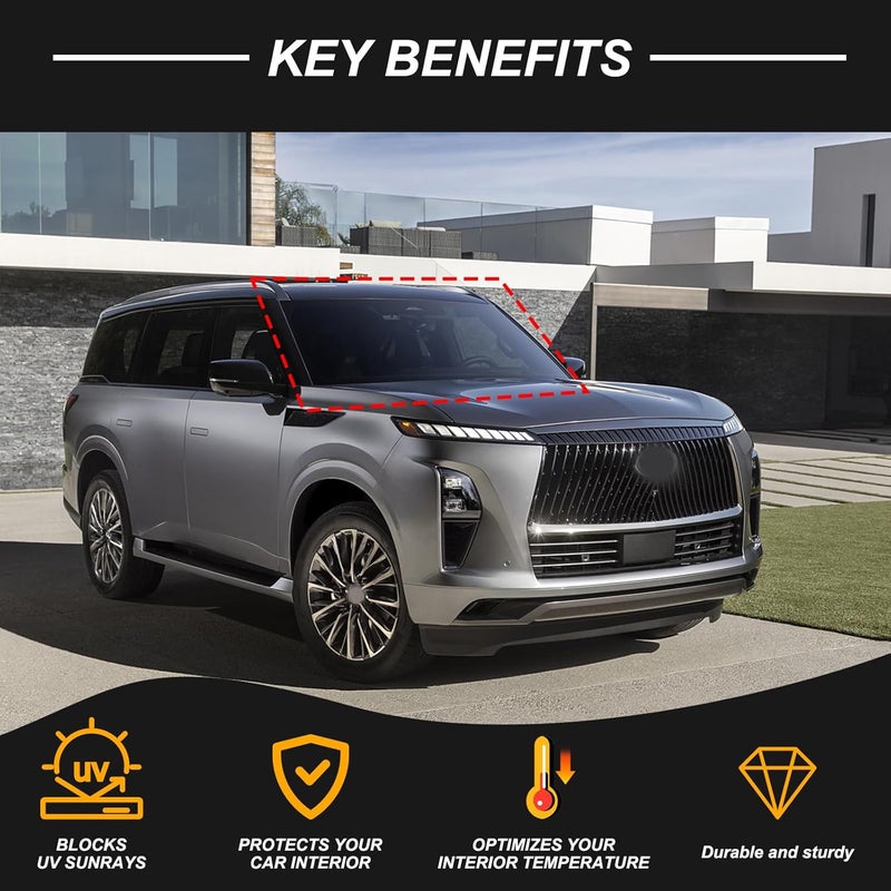 Heutamo غطاء شمسية زجاج أمامي هيوتامو لإنفينيتي QX80 - مانع حراري عاكس - Image 3