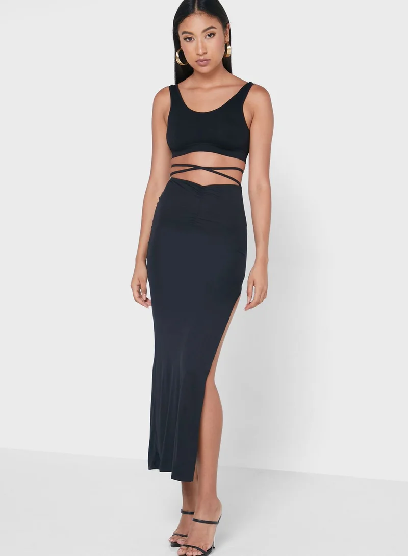 Topshop Tall Ruched Details Skirt