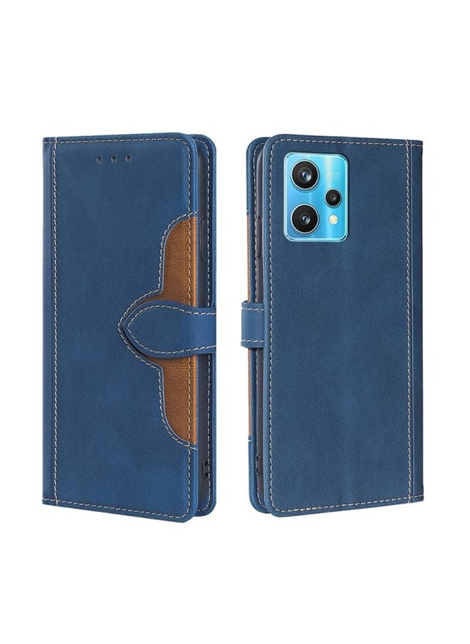 HuHa Case Cover For Realme 9 Pro+ Skin Feel Straw Hat Magnetic Buckle Leather Phone Case Blue 