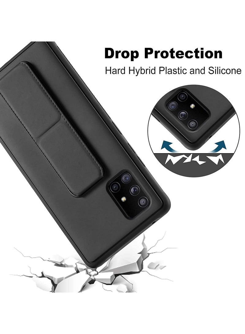 جراب وحامل مغناطيسي لهاتف Galaxy A71 4G وحزام يد وحامل وغطاء حزام إصبع لهاتف Samsung A71 باللون الأسود - Image 2