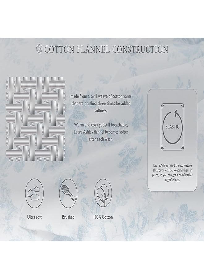 LAURA ASHLEY - Home Full Sheets Cotton Flannel Bedding Set Brushed For Extra Softness And Comfort Mulholland Plaid Blue Full - Image 1