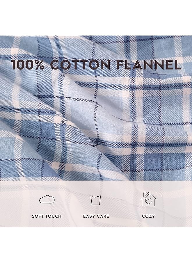 LAURA ASHLEY - Home Full Sheets Cotton Flannel Bedding Set Brushed For Extra Softness And Comfort Mulholland Plaid Blue Full - Image 1