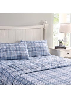 Home Full Sheets Cotton Flannel Bedding Set Brushed For Extra Softness And Comfort Mulholland Plaid Blue Full