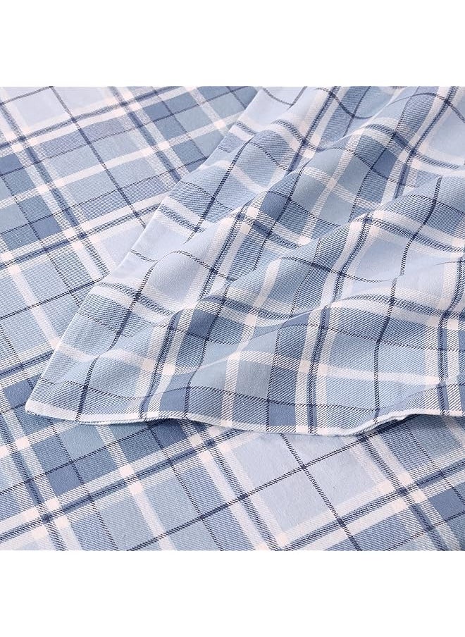 LAURA ASHLEY - Home Full Sheets Cotton Flannel Bedding Set Brushed For Extra Softness And Comfort Mulholland Plaid Blue Full - Image 1