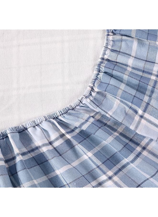 LAURA ASHLEY - Home Full Sheets Cotton Flannel Bedding Set Brushed For Extra Softness And Comfort Mulholland Plaid Blue Full - Image 1