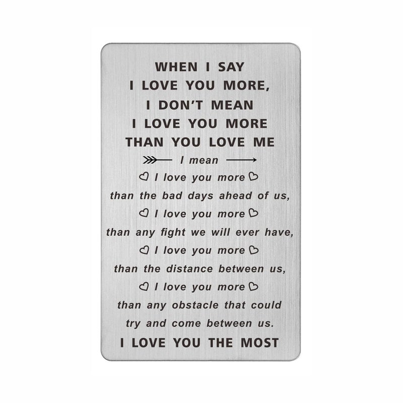 TANWIH When I Say I Love You More Wallet Card, Romantic Valentines Day Cards, I Love You Gifts for Him Her, Valentines Gifts for Men, Anniversary Card for Husband, Long Distance Present for Boyfriend - Image 1